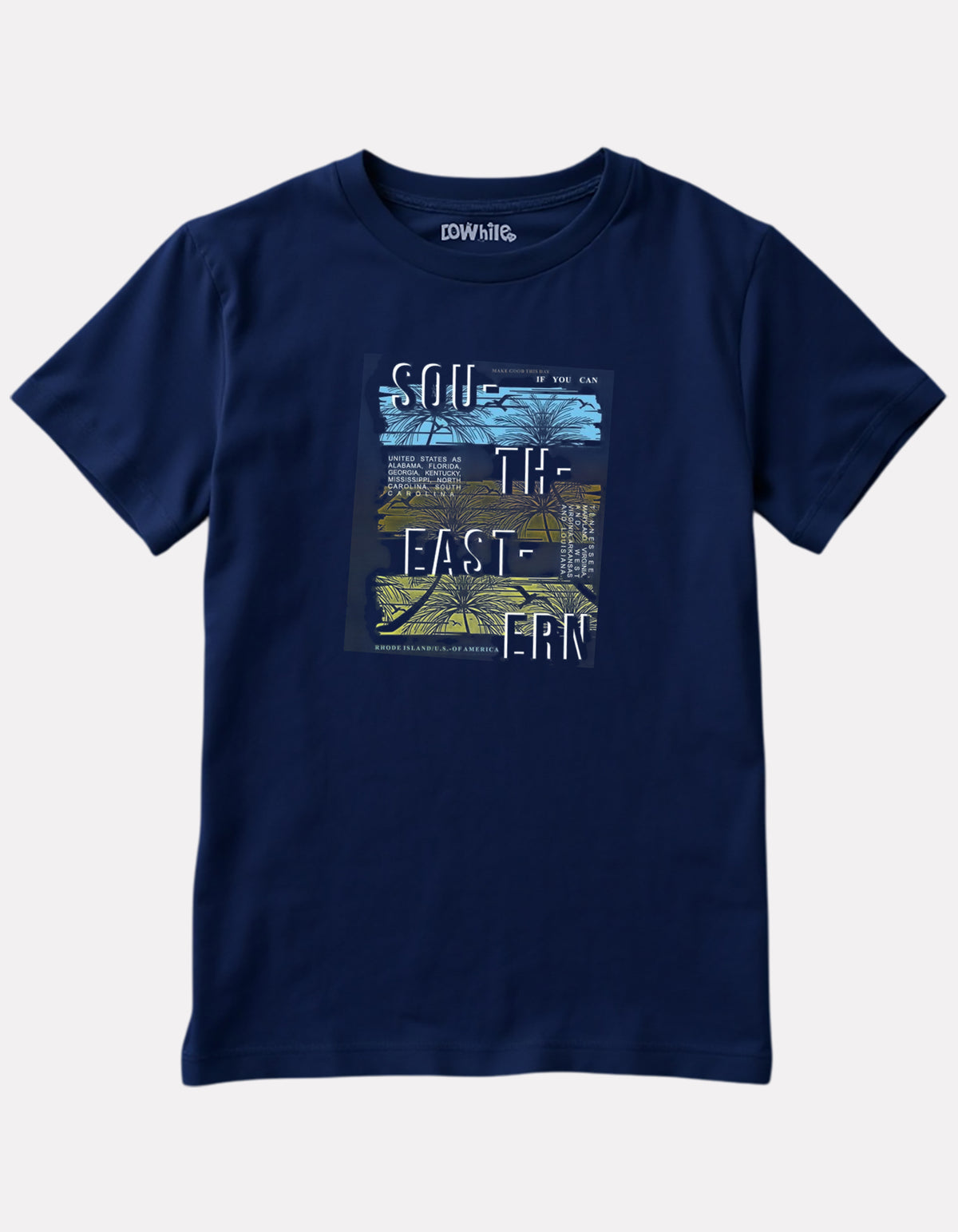 Printed Navy Blue Cotton T-Shirt for Boys