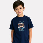 Printed Navy Blue Cotton T-Shirt for Boys