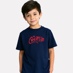 Printed Navy Blue Cotton T-Shirt for Boys