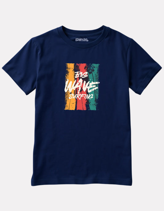 Printed Navy Blue Cotton T-Shirt for Boys