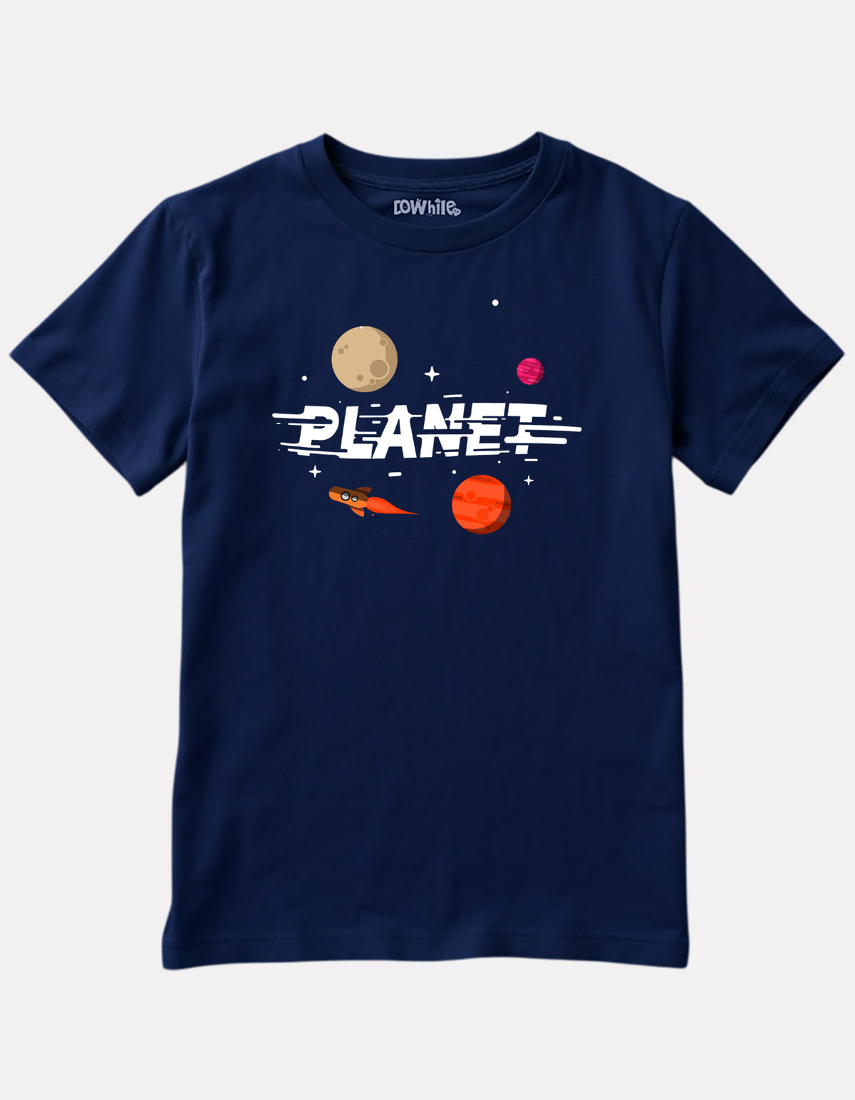 Printed Navy Blue Cotton T-Shirt for Boys