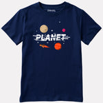 Printed Navy Blue Cotton T-Shirt for Boys