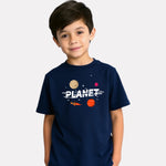 Printed Navy Blue Cotton T-Shirt for Boys