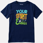 Printed Navy Blue Cotton T-Shirt for Boys