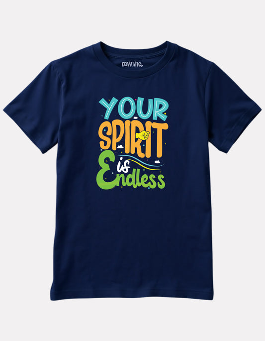 Printed Navy Blue Cotton T-Shirt for Boys