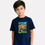 Printed Navy Blue Cotton T-Shirt for Boys
