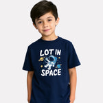 Printed Navy Blue Cotton T-Shirt for Boys