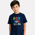 Printed Navy Blue Cotton T-Shirt for Boys