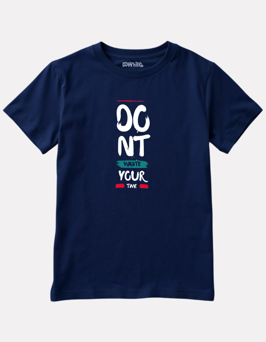 Printed Navy Blue Cotton T-Shirt for Boys