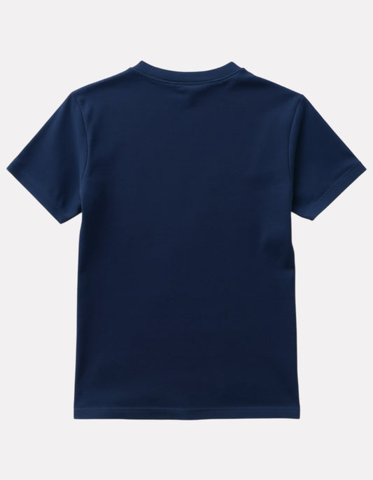 Printed Navy Blue Cotton T-Shirt for Boys