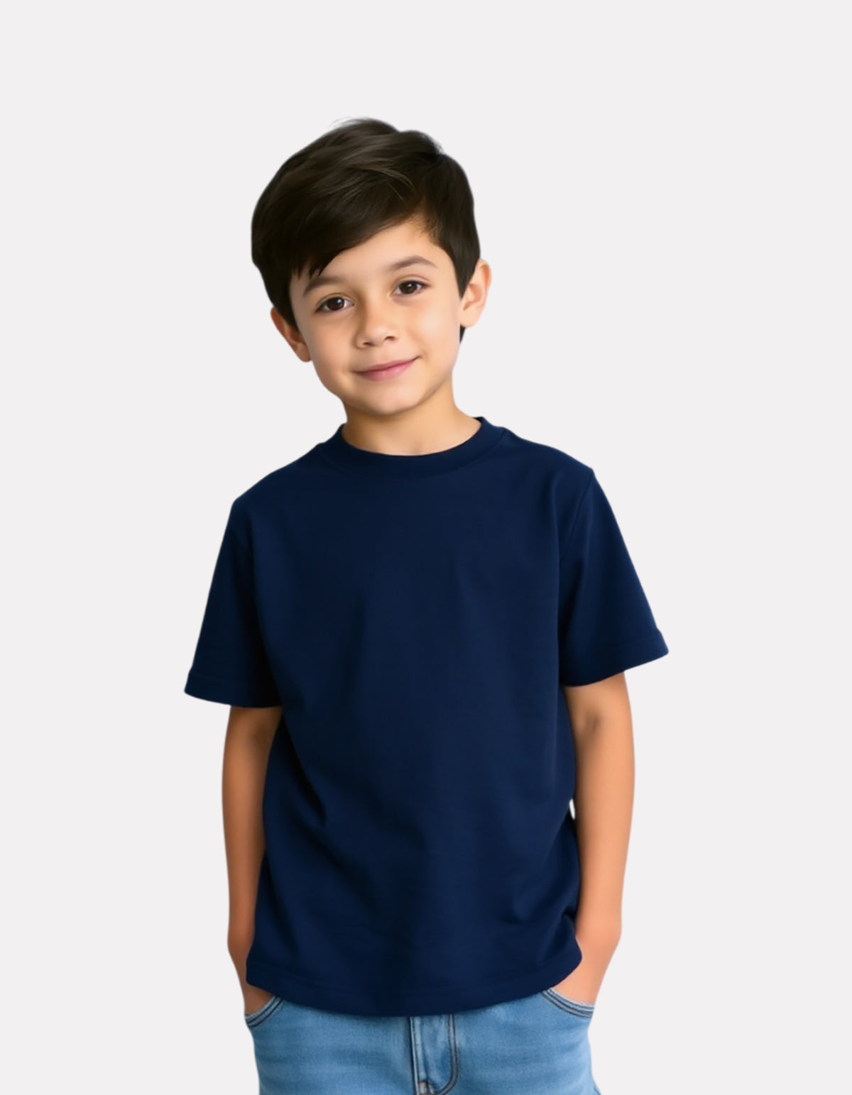Plain Navy Blue Cotton T-Shirt for Boys