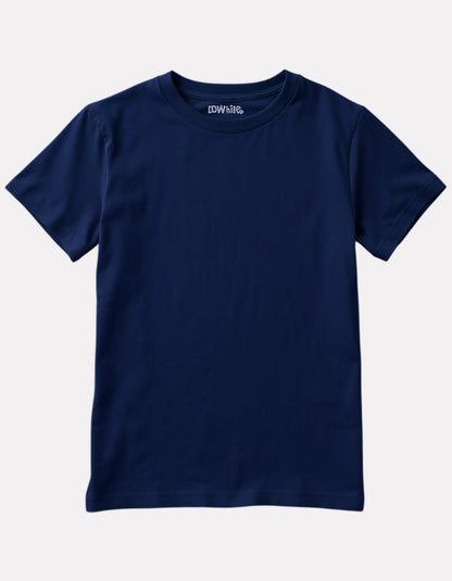 Junior Girl Plain Navy Blue Casual Cotton T-Shirt