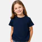 Junior Girl Plain Navy Blue Casual Cotton T-Shirt