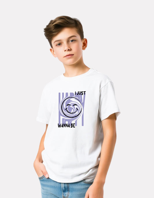 Junior Boy Printed White Casual Cotton T-Shirt