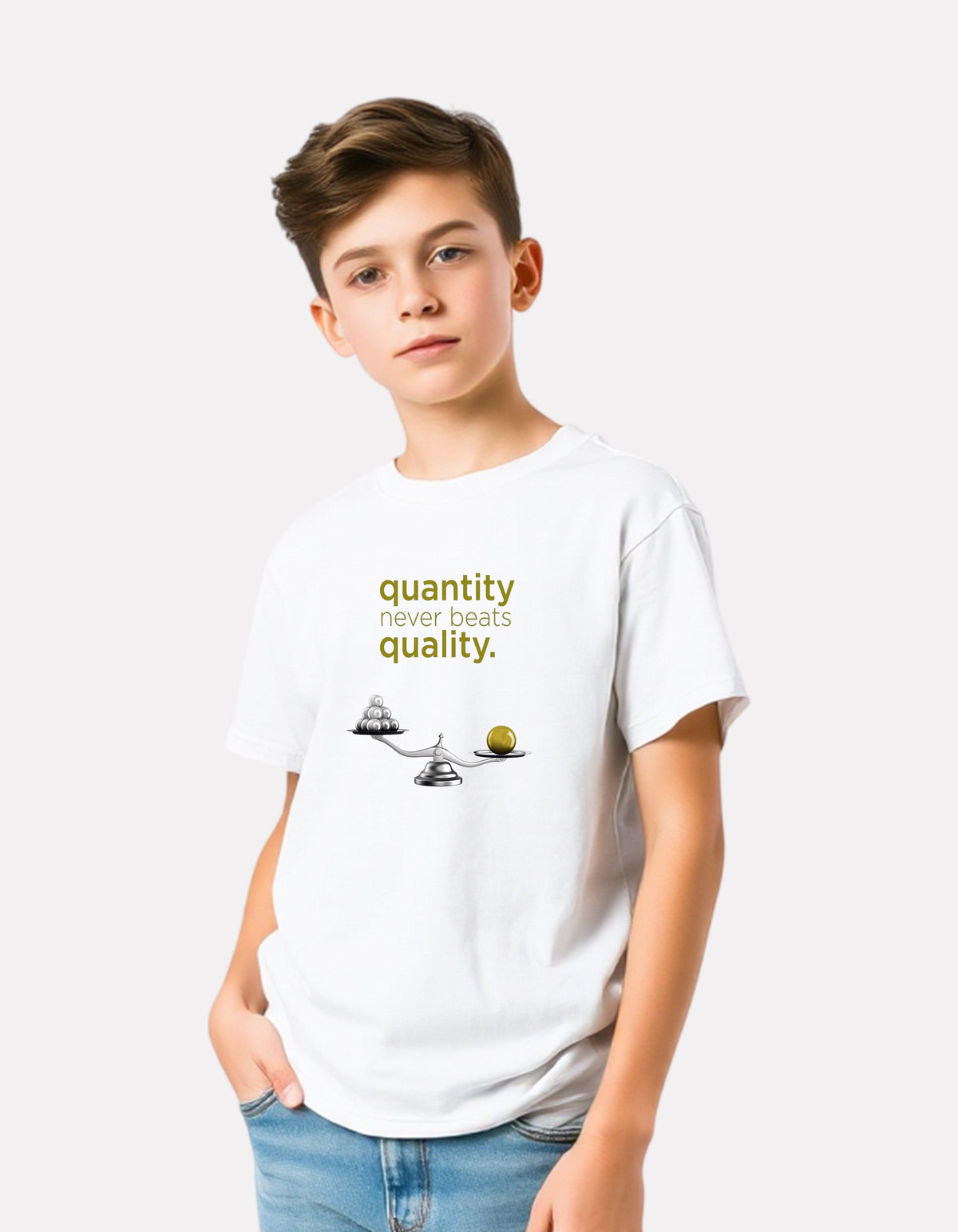 Junior Boy Printed White Casual Cotton T-Shirt