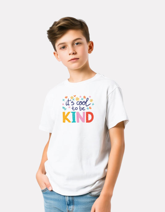 Junior Boy Printed White Casual Cotton T-Shirt