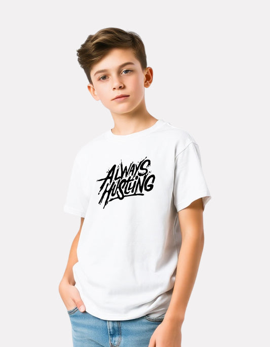 Junior Boy Printed White Casual Cotton T-Shirt