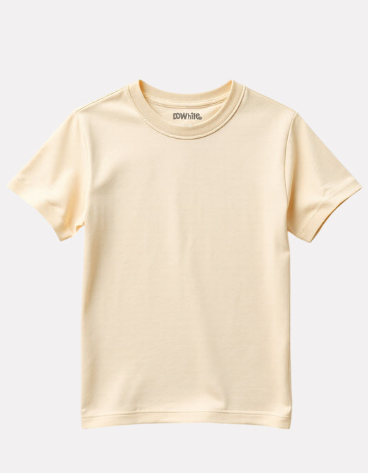 Girls Plain Round-Neck T-Shirt Beige Color