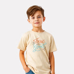 Junior Boys Printed Cotton T-Shirt(Beige Color)