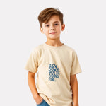 Junior Boys Printed Cotton T-Shirt(Beige Color)