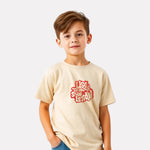 Junior Boys Printed Cotton T-Shirt(Beige Color)