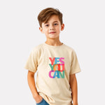 Junior Boys Printed Cotton T-Shirt(Beige Color)