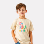 Junior Boys Printed Cotton T-Shirt(Beige Color)