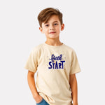 Junior Boys Printed Cotton T-Shirt(Beige Color)
