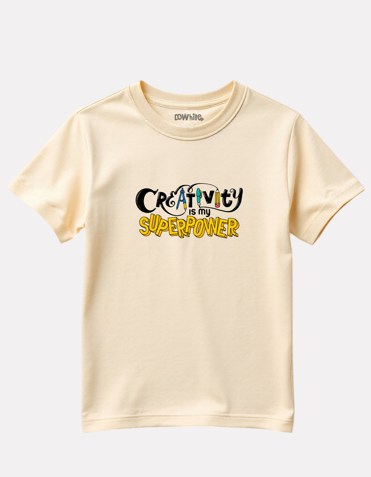 Junior Boys Printed Cotton T-Shirt(Beige Color)
