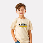 Junior Boys Printed Cotton T-Shirt(Beige Color)