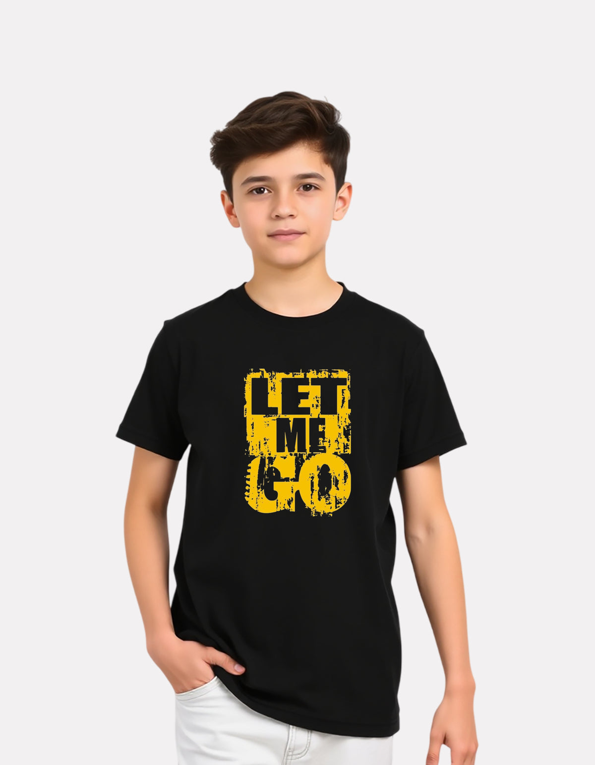 Junior Boys Black Cotton Stylish Printed T-Shirt