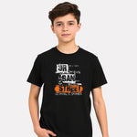 Printed Regular Fit Black Cotton Boys T-Shirt