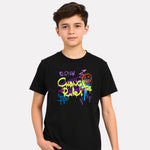 Printed Regular Fit Black Cotton Boys T-Shirt