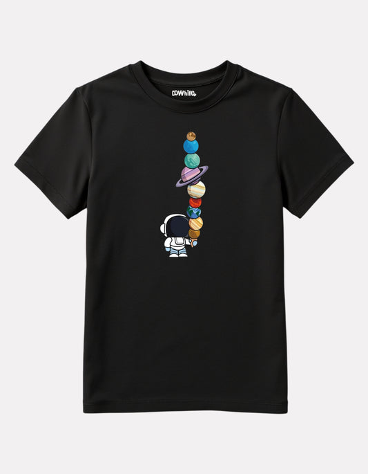 Junior Boys Black Cotton Stylish Printed T-Shirt