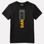 Junior Boys Black Cotton Stylish Printed T-Shirt