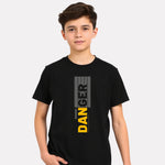 Junior Boys Black Cotton Stylish Printed T-Shirt