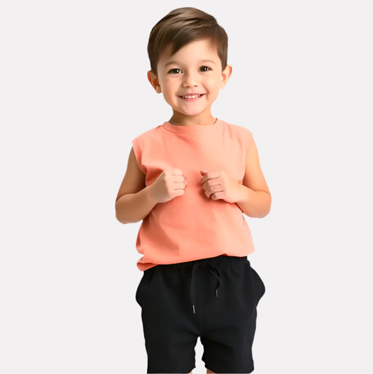 Cotton Sleeveless T-Shirt & Shorts for Boys