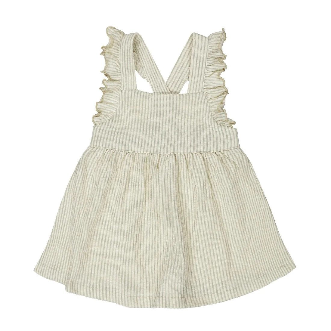 Girls dress soft green striped