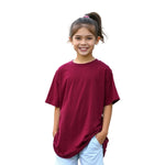 Girls’ Oversized Plain Cotton Tee (Maroon)