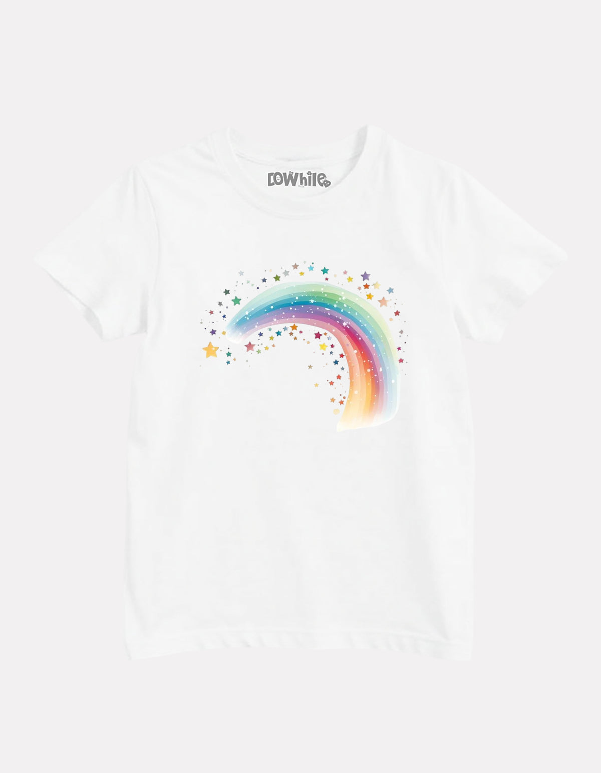 Junior White Printed Casual Cotton T-Shirt for Girls