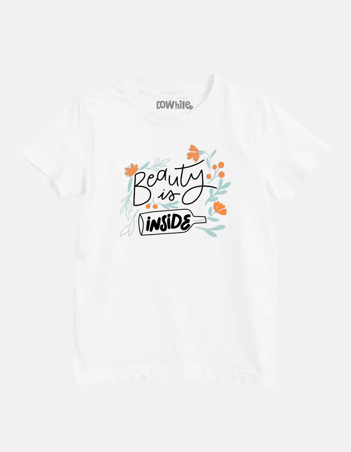 White Printed Casual Cotton T-Shirt for Girls