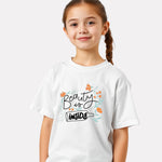 White Printed Casual Cotton T-Shirt for Girls