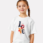 Junior White Printed Casual Cotton T-Shirt for Girls