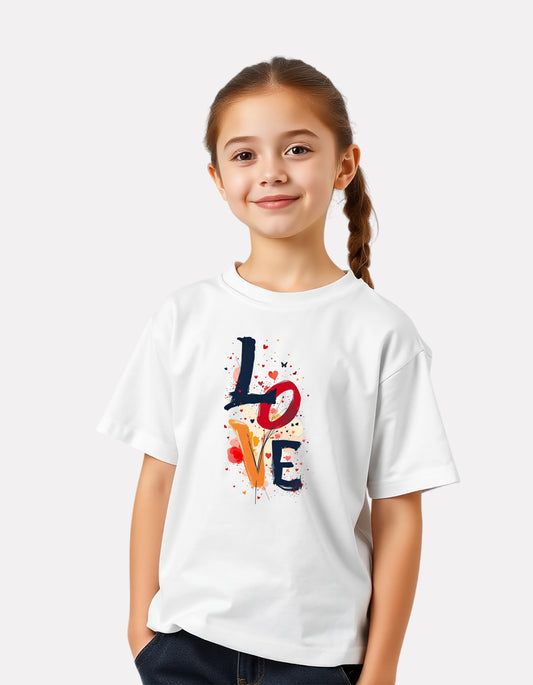 Junior White Printed Casual Cotton T-Shirt for Girls