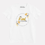 Junior White Printed Casual Cotton T-Shirt for Girls