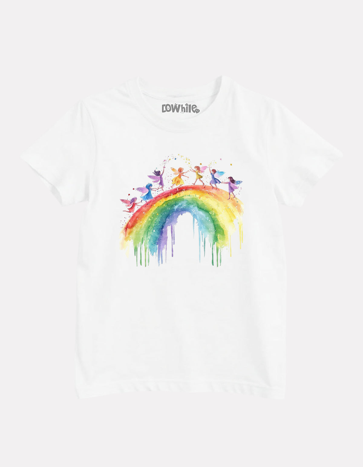 Junior White Printed Casual Cotton T-Shirt for Girls