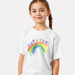 Junior White Printed Casual Cotton T-Shirt for Girls