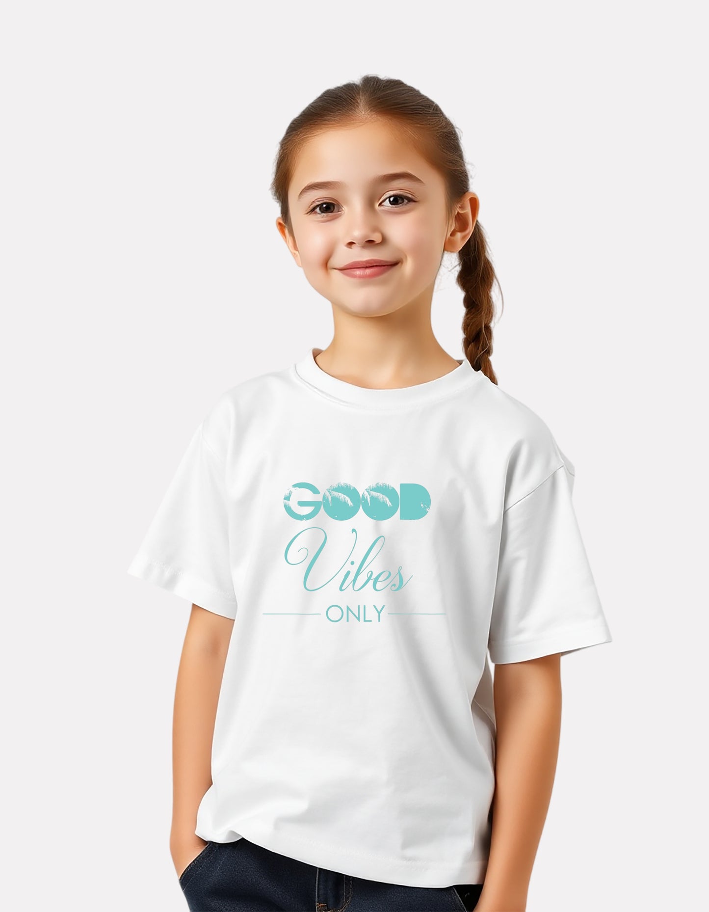 White Printed Casual Cotton T-Shirt for Girls