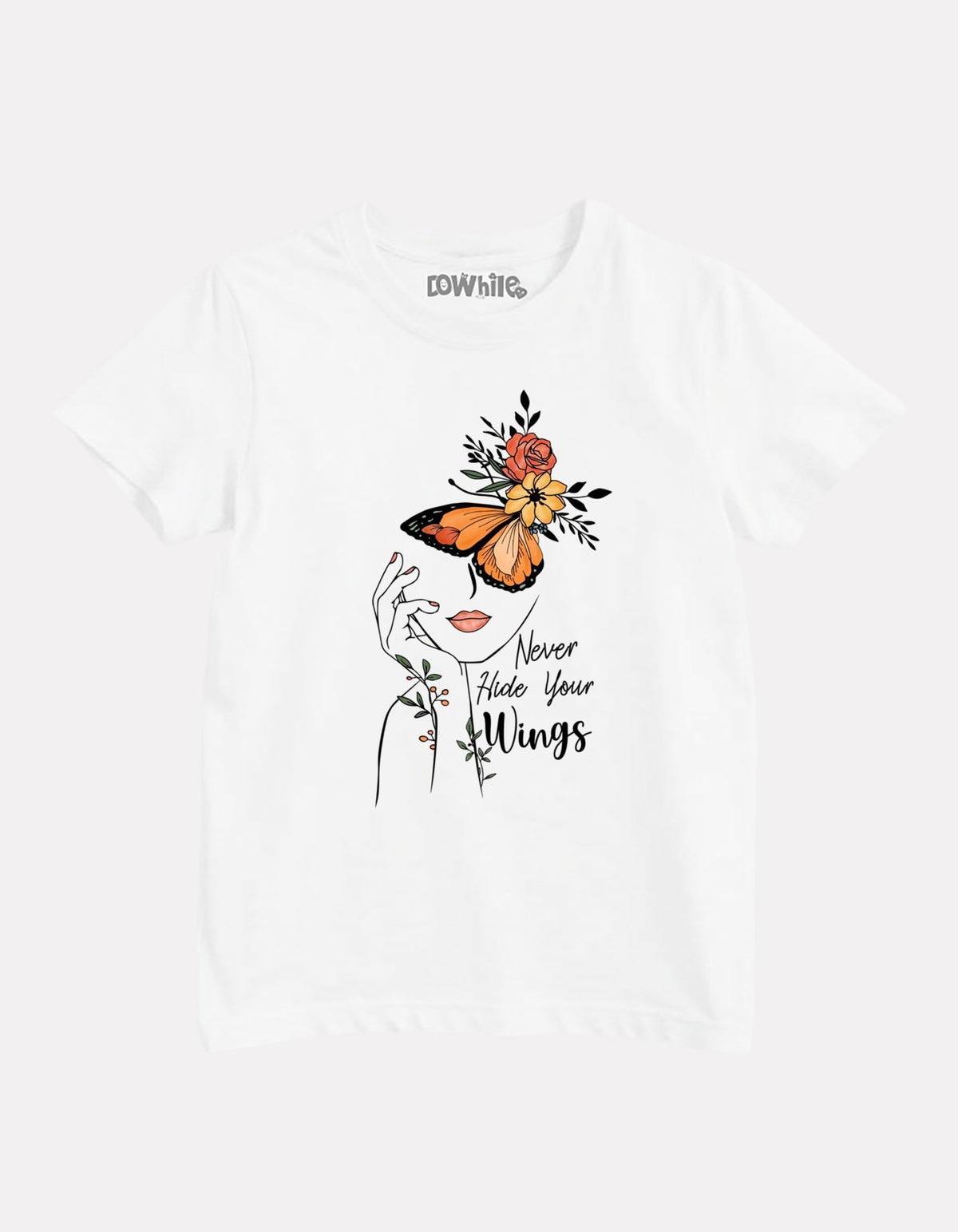 White Printed Casual Cotton T-Shirt for Girls