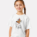 White Printed Casual Cotton T-Shirt for Girls